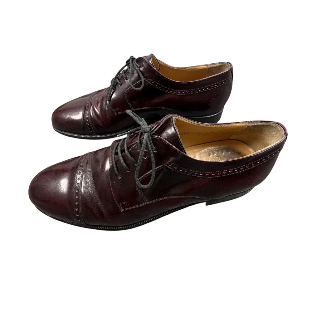 Bruno Magli Vica Mens Dress Shoes Cap Toe Oxford Leather Burgundy Size 11 M